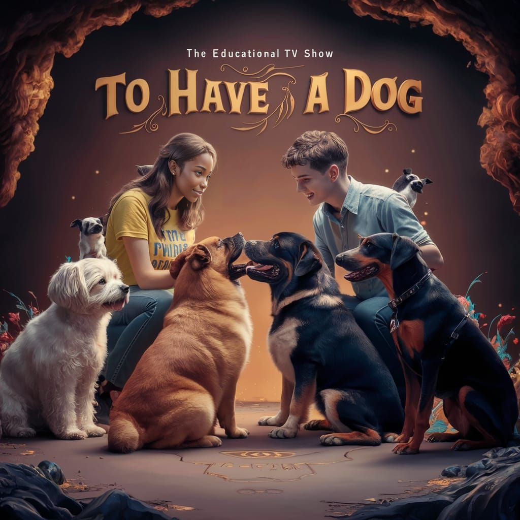 Educational TV Show Poster Featuring Diverse Dog Breeds