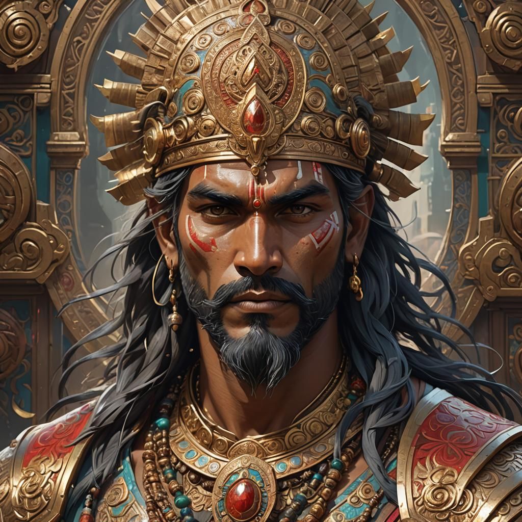 Hindu Warrior Portrait in Hyperdetailed Style
