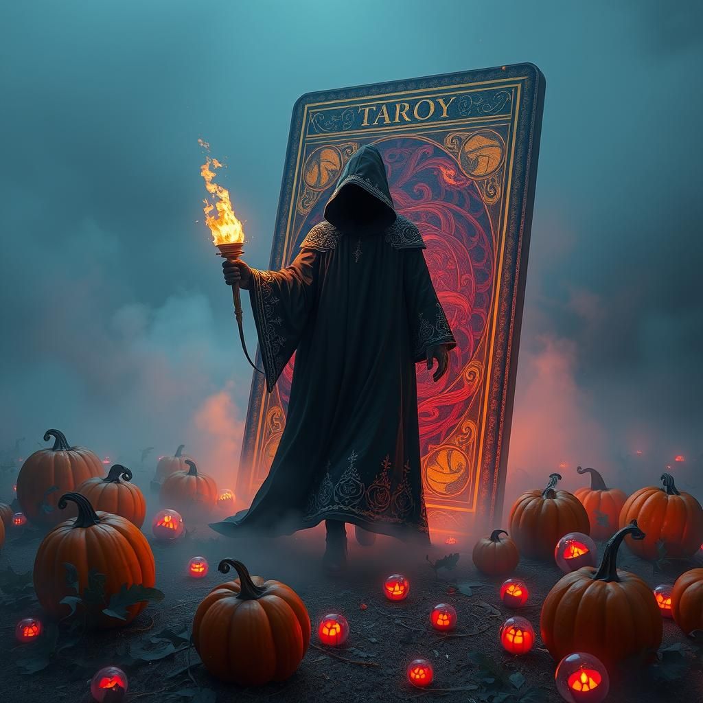 Mystical Sorcerer Emerges from Tarot Card