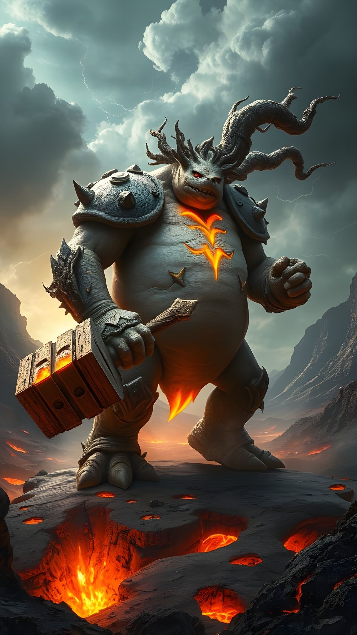 Surreal Fantasy Titan Turnip with Glowing Veins and Warhamme...