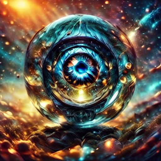 Cosmic Glass Eye Reflecting a Universe