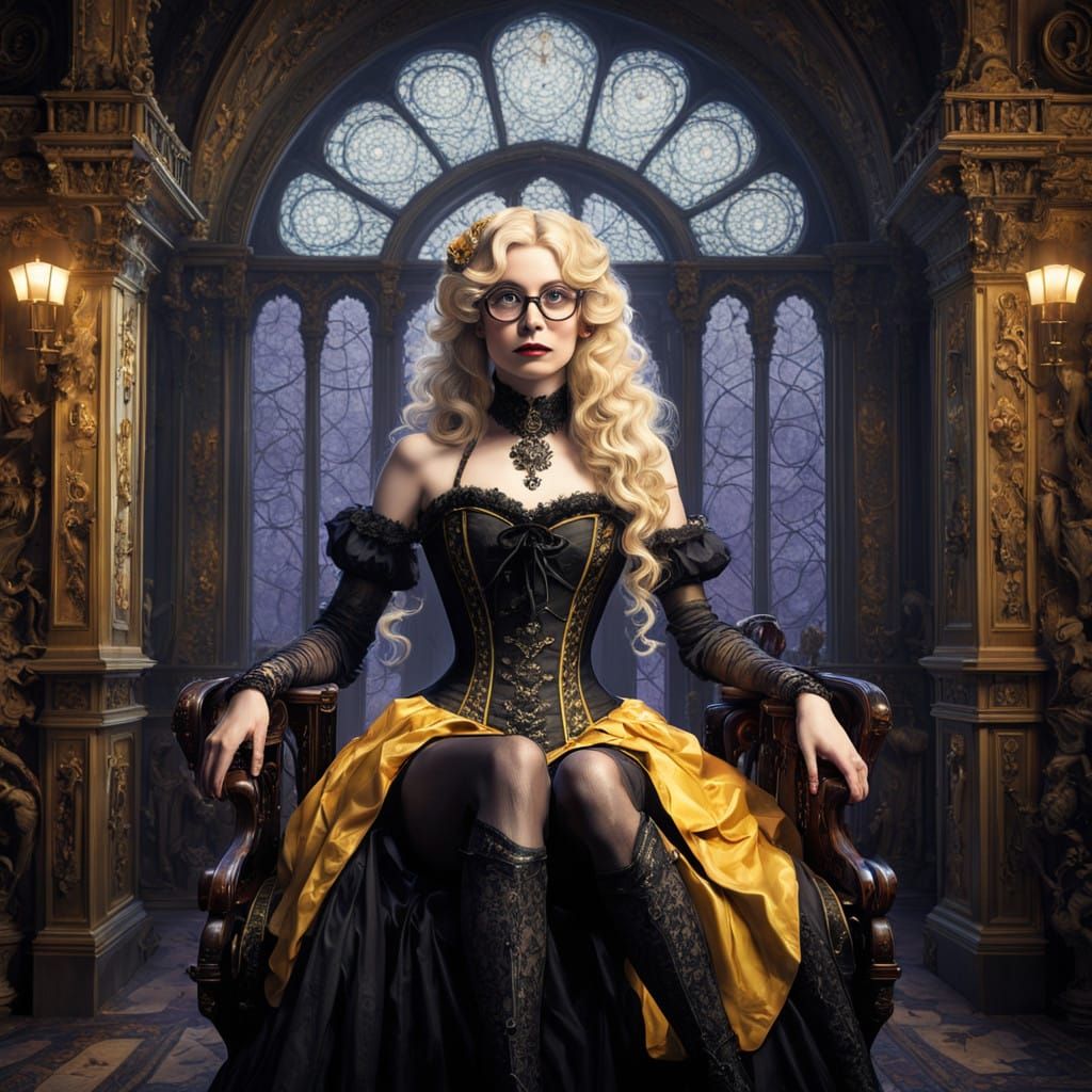 Gothic Victorian Goddess in Dark Castle Bedroom