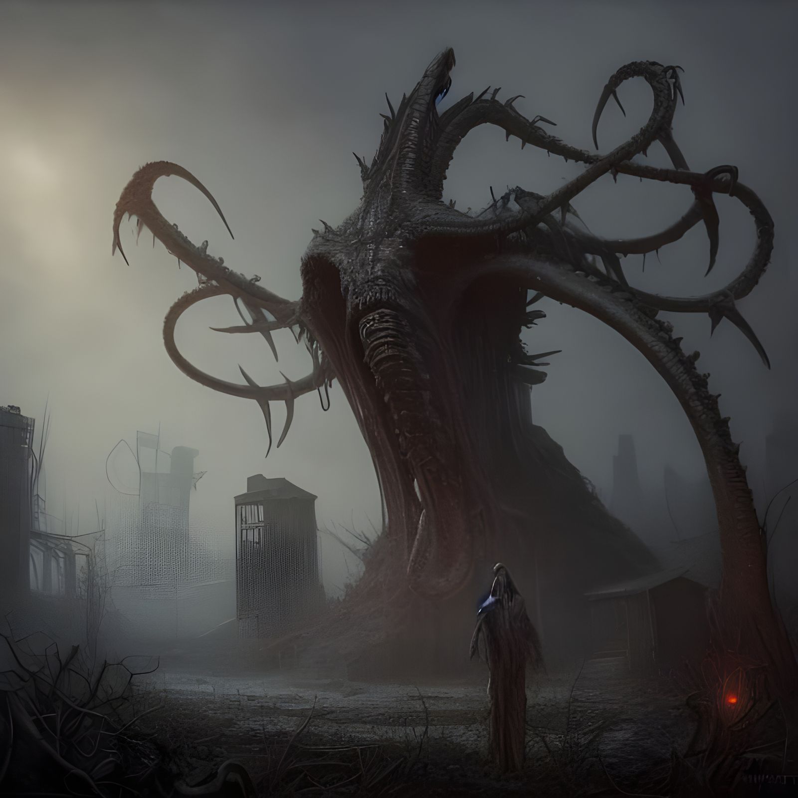 Dark Post-Apocalyptic World Ruined by Lovecraftian God