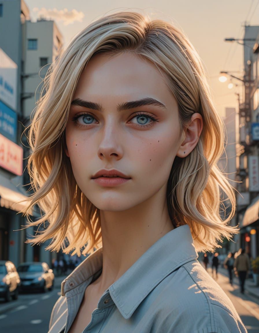 Androgynous Anime Portrait in Studio Ghibli Style