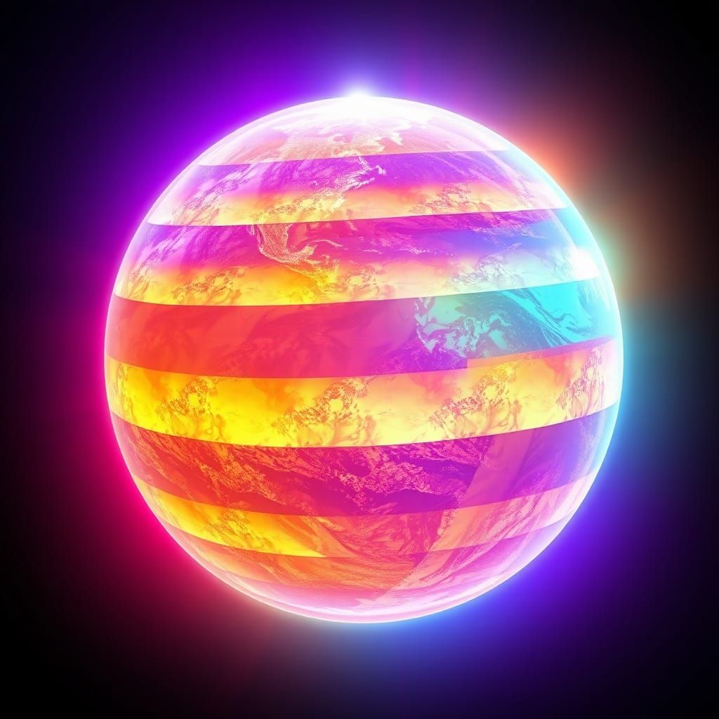 Iridescent 3D Earth Render in Futuristic Style