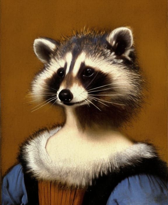 Raccoon in Renaissance Dress, Dutch Masters Portrait