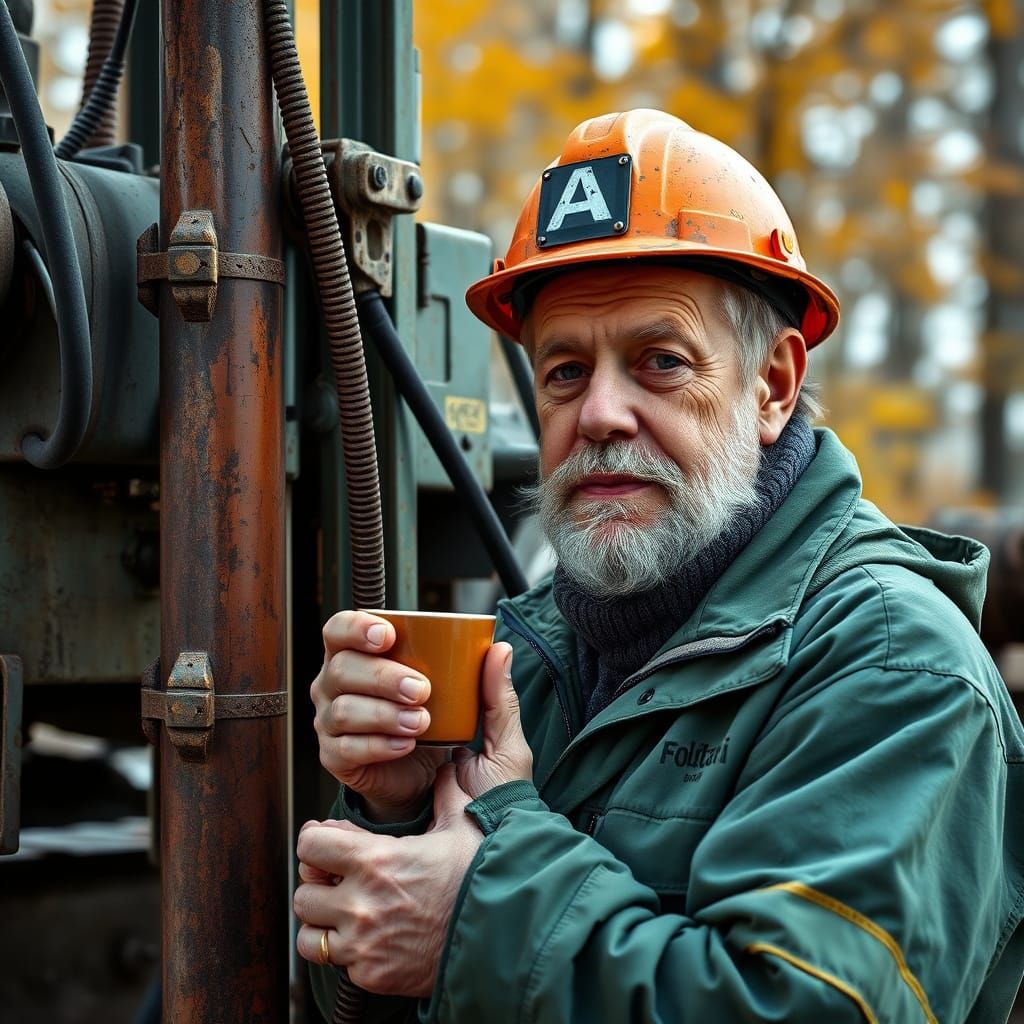 Geologist On Break Amidst Autumn Scenery