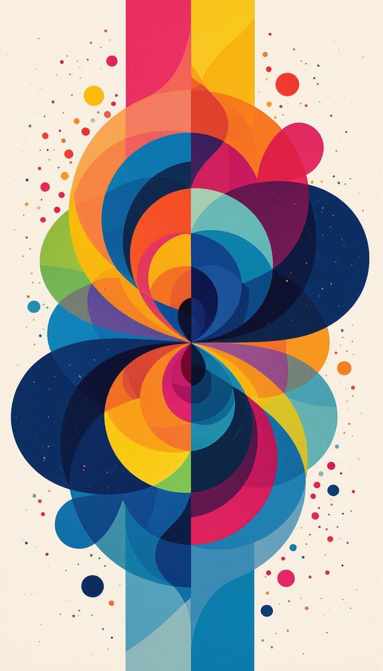 Neon Geometric Op-Art with 3D Effects