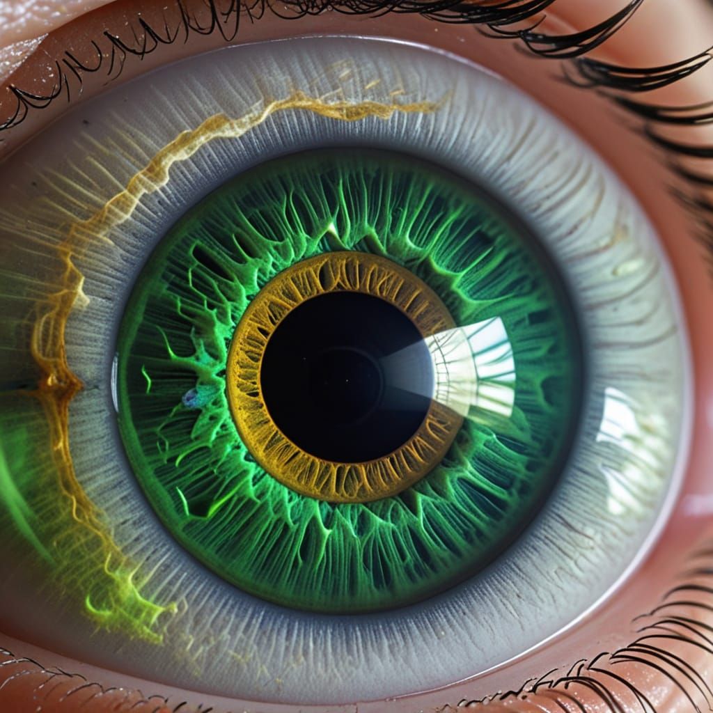 Detailed Microphotograph of the Inside of a Green Eye