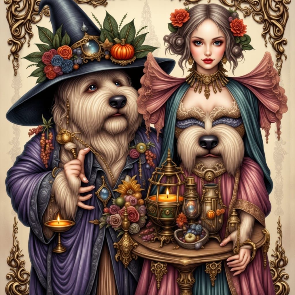 Mysterious Halloween Magic World with Alchemist Wizard