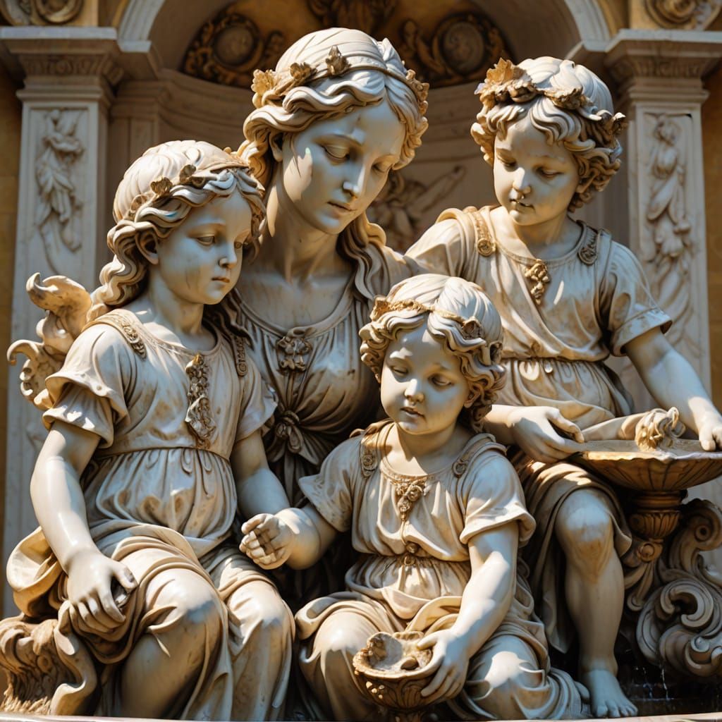 Baroque Fountain Sculpture in Michelangelo Style