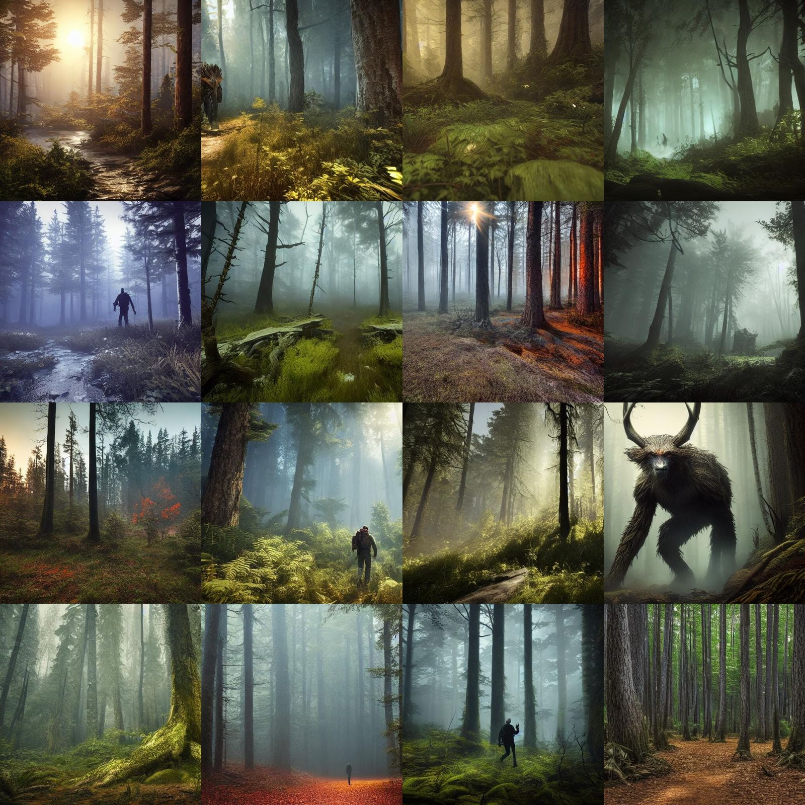 Eerie Wendigo Lurking in a Tick Forest: 3D Render