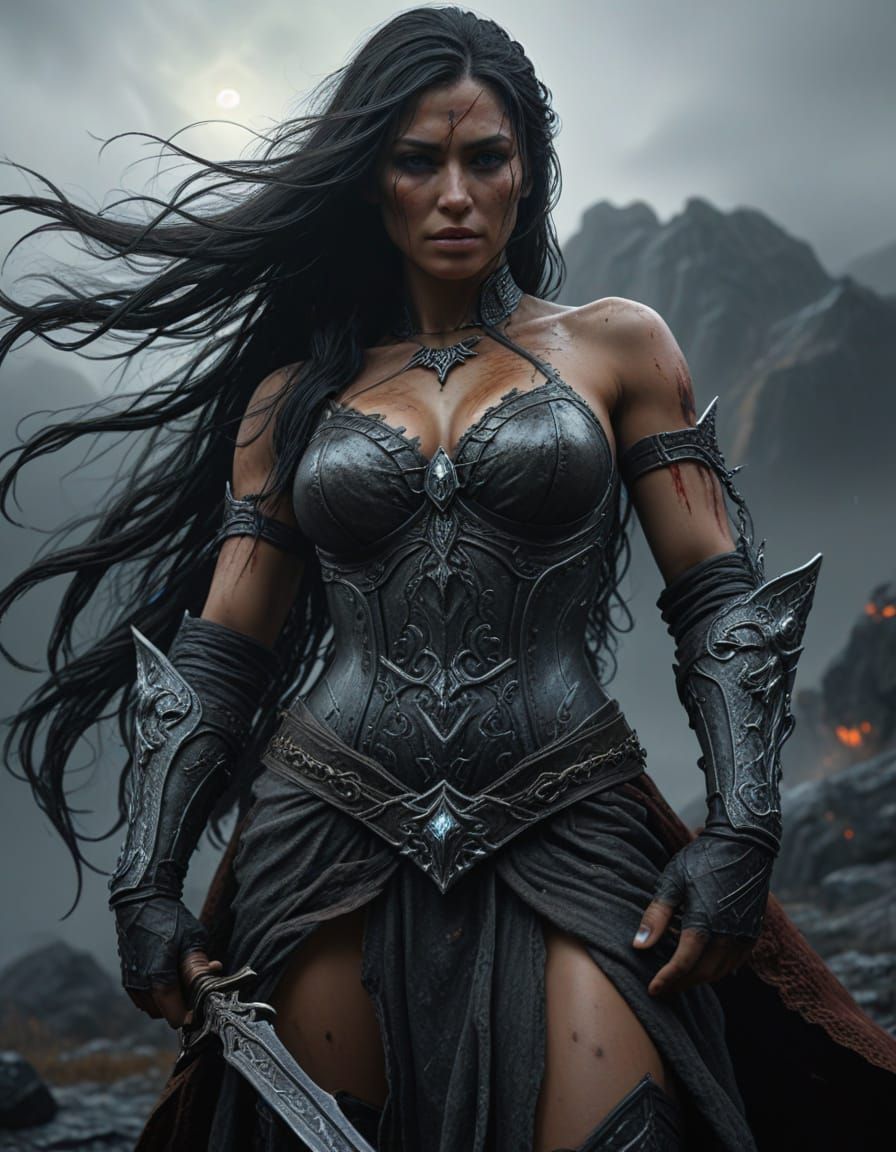 Ethereal Horror-Fantasy Portrait in Apocalyptic Surrealism