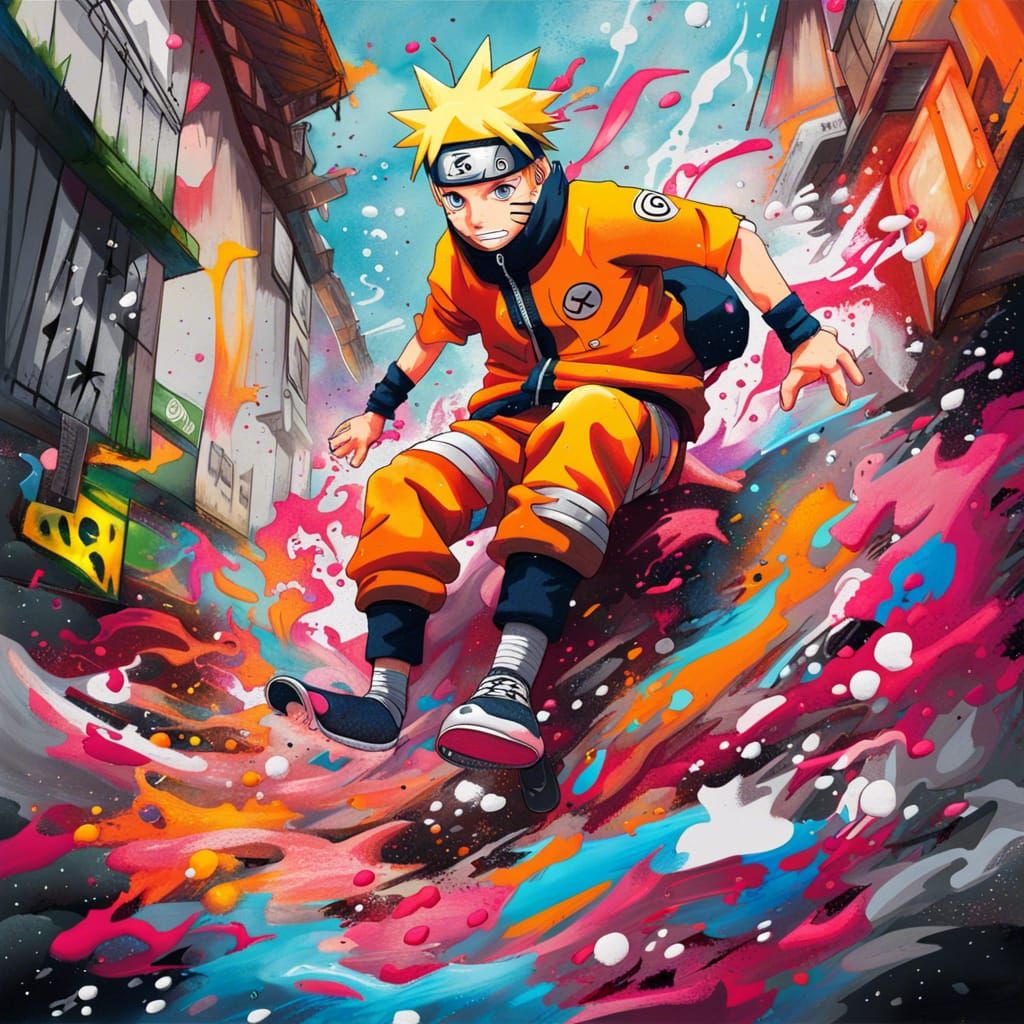 Naruto as Graffiti Art with Splash Effects