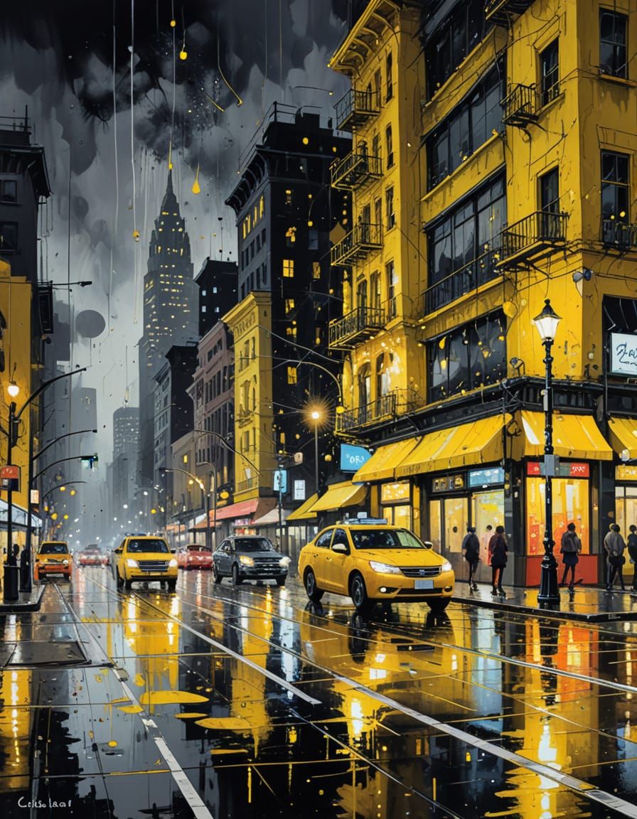 Cindy Lou Chou in Vivid Night City, Oil on Canvas