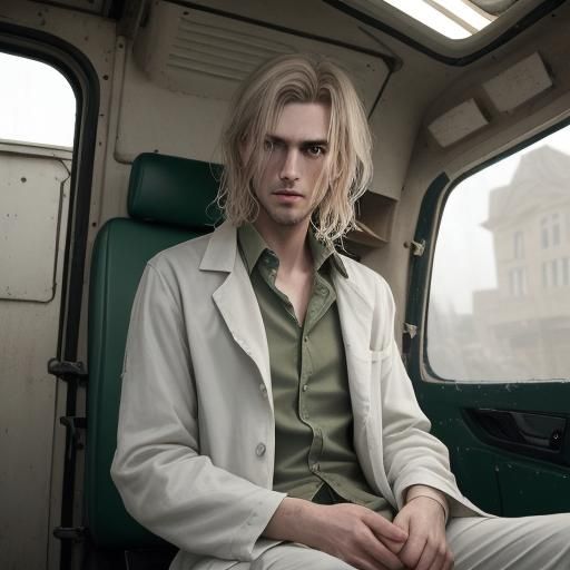 Gaunt Man in Mobile Workshop: Detailed Matte Painting