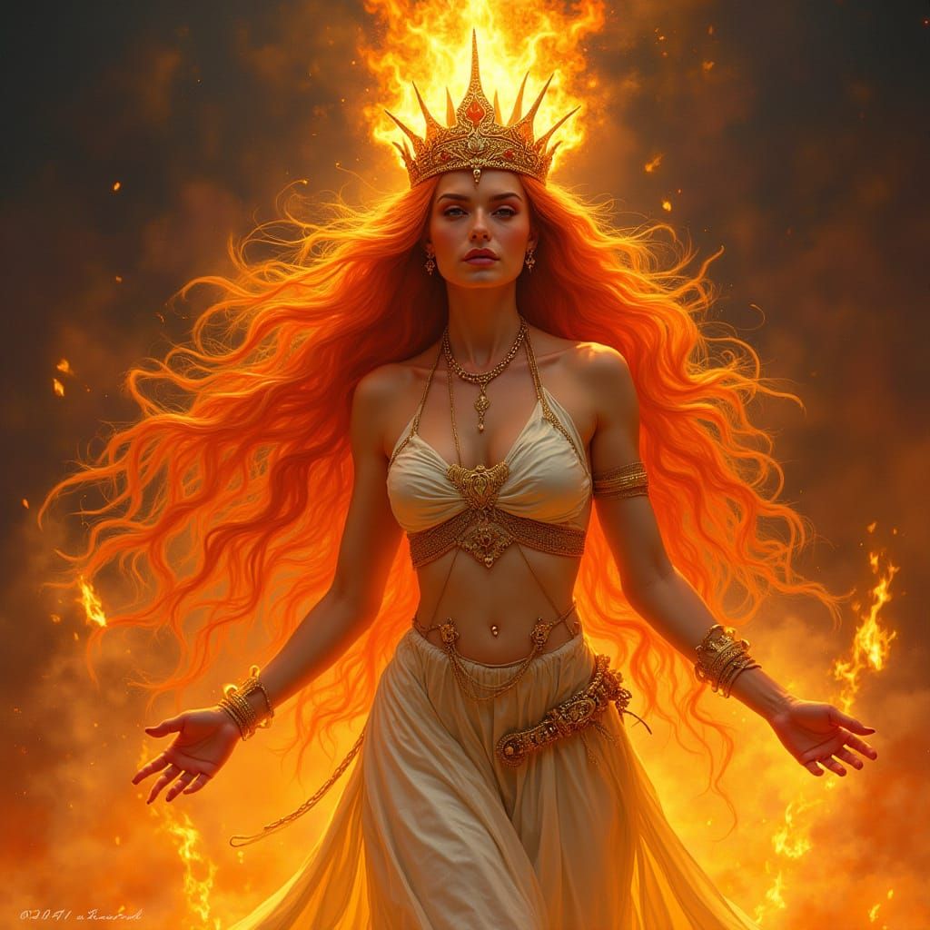 Regal Pyromancer in a Fiery Inferno