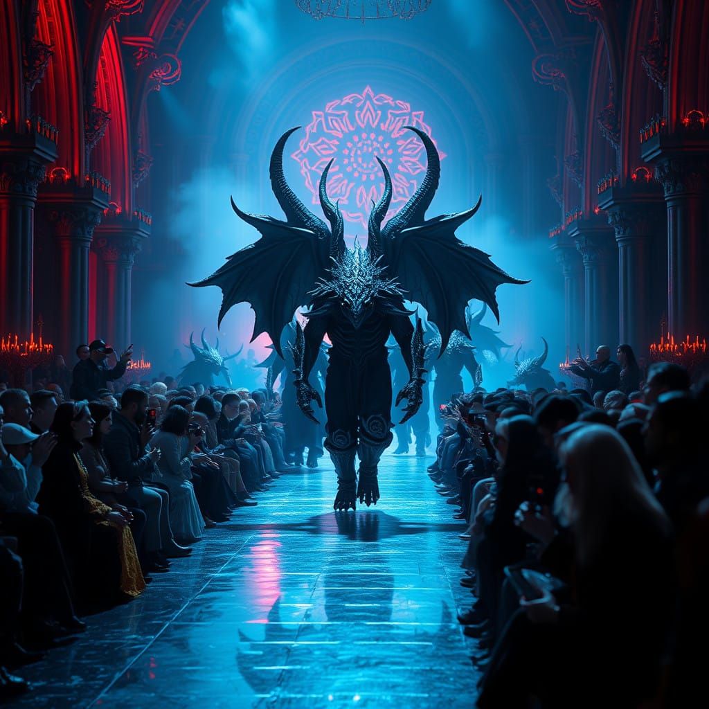 Majestic Monsters Illuminate the Runway in a Haunting Mythos...