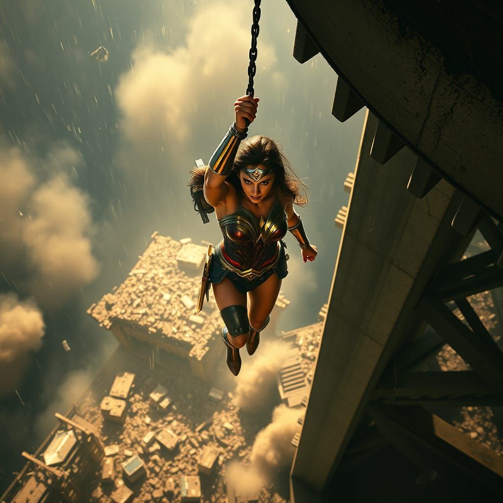 Wonder Woman Rescues Sonya Blade From Collapsing Bridge