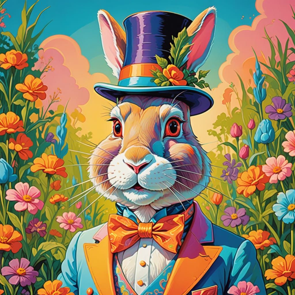 Majestic Easter Bunny in Whimsical Garden