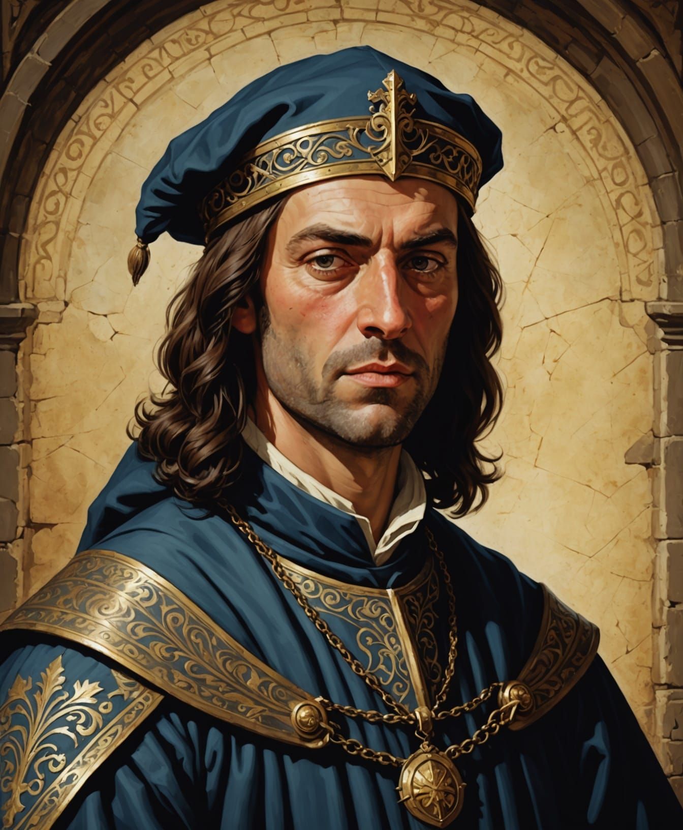 Medieval Peasant in Distinctive Attire