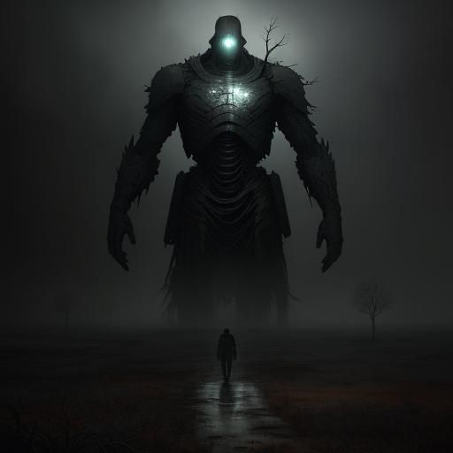 Tree God Leaving Dying World: Oil Painting