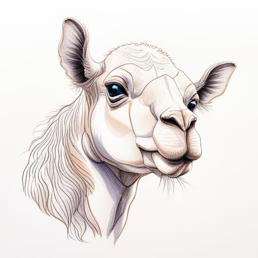 Camel in Spiraling Fisheye Holographic Anime Style