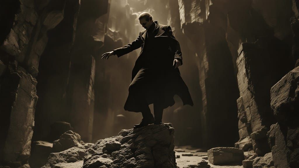 German Expressionist Masterpiece with Deep Shadows