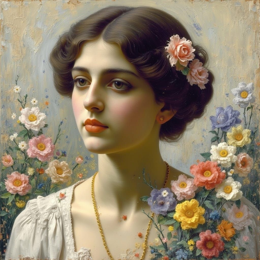 Elegant Portrait of Glòria Codina Casas in Impressionist Sty...