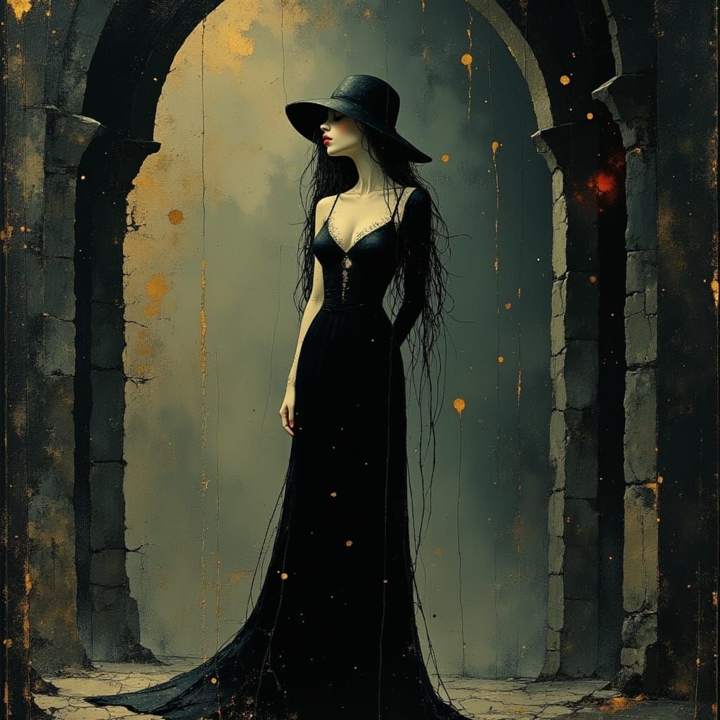 Mysterious Vampire Lady in Victorian Dungeon