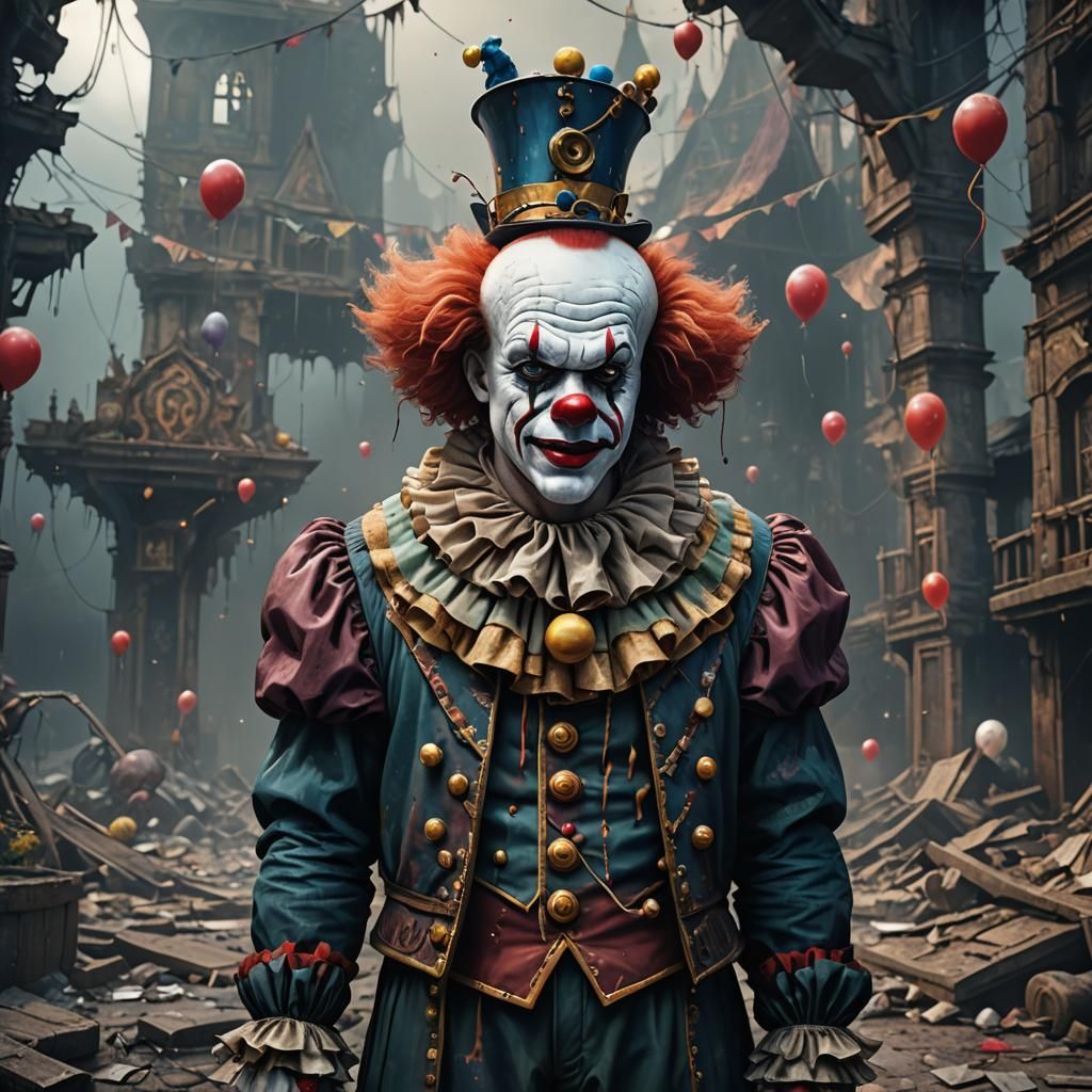 Sad Clown in Detailed Matte Painting