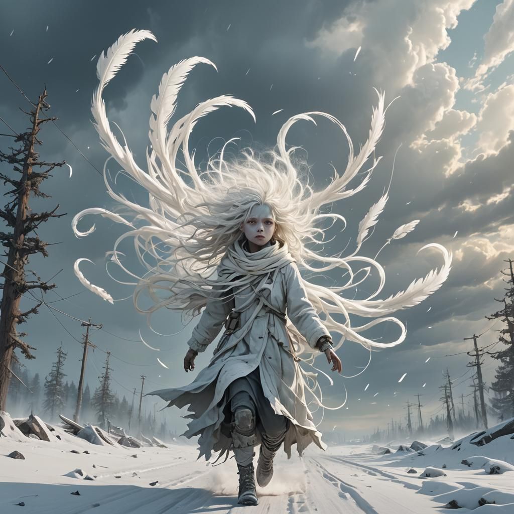 Adorable Wind Spirit in Dramatic Digital Painting