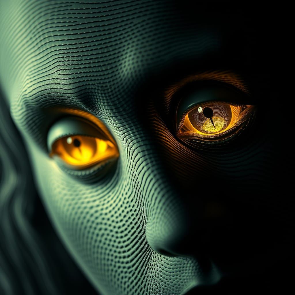 Surreal Glowing Eyes on US Dollar Bill