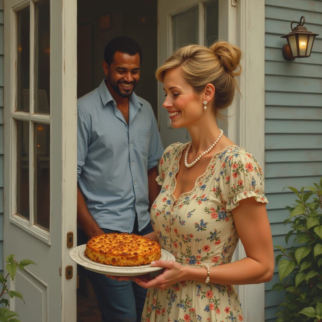 Heartwarming Welcome: Neighbors in Americana Style