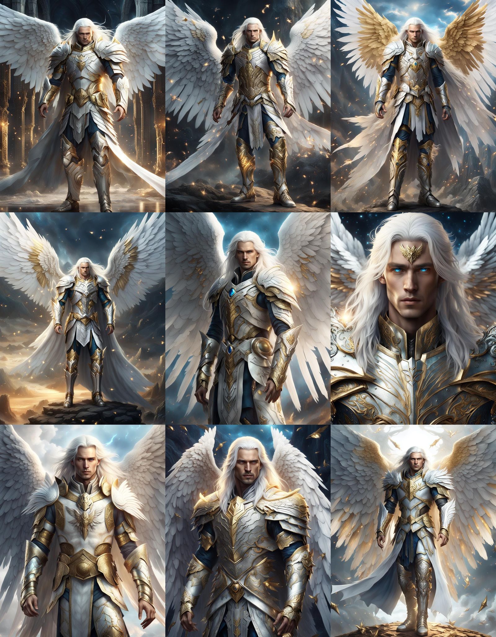 Aasimar Paladin with White Wings in Digital Painting