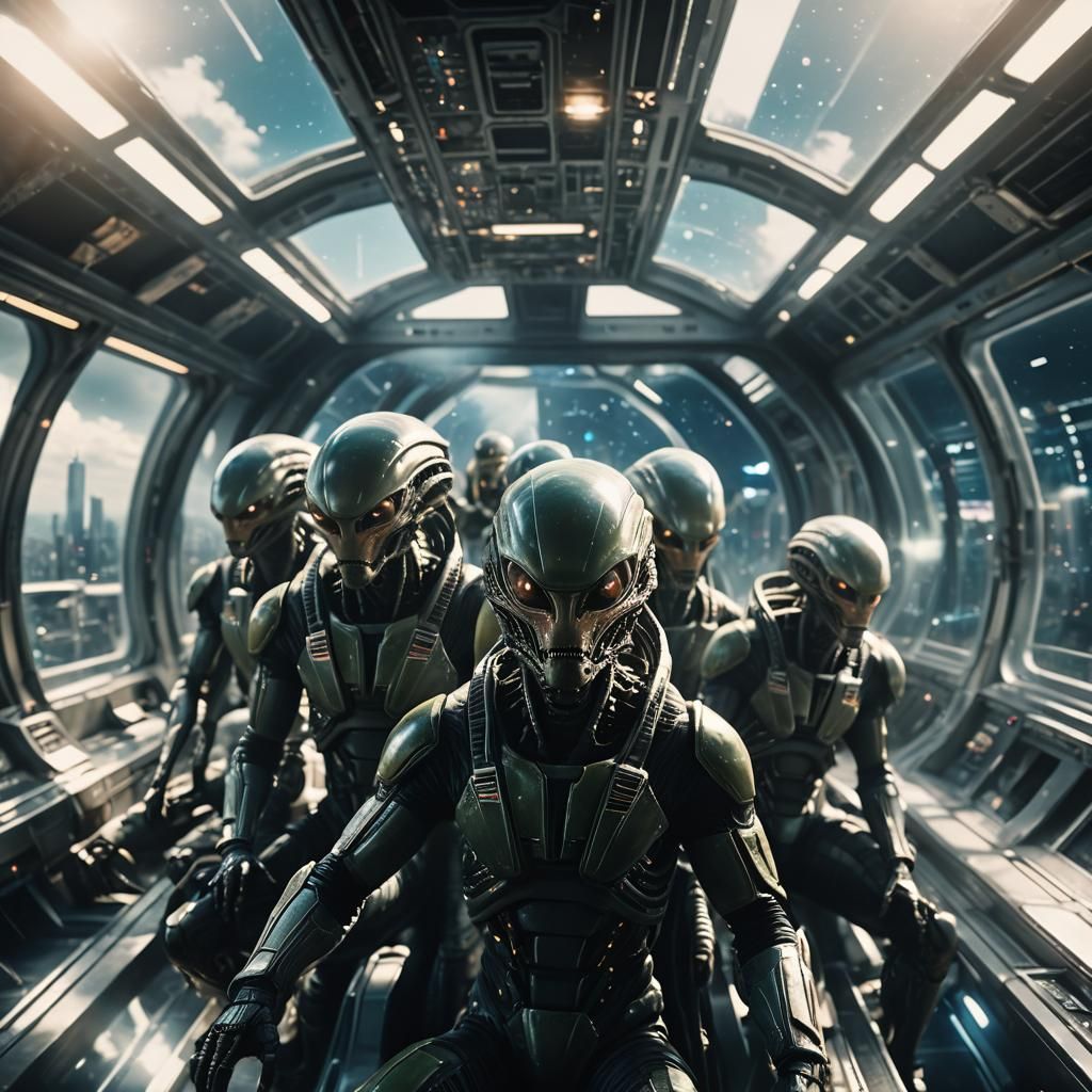 Aliens Observe Earth from Advanced Spaceship