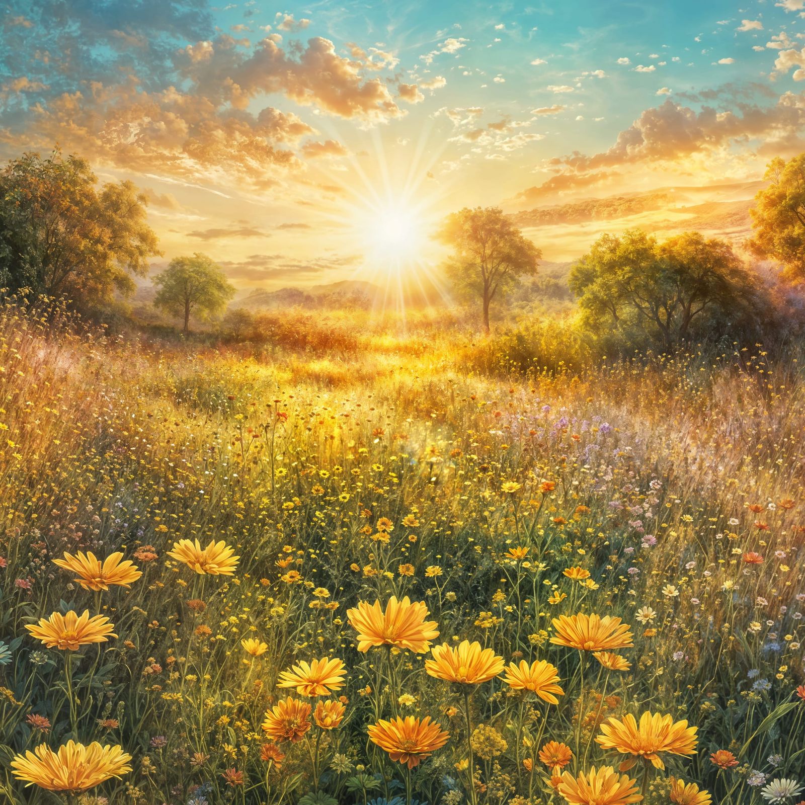 Fantastic Flower Meadow in Photo-Realistic Style