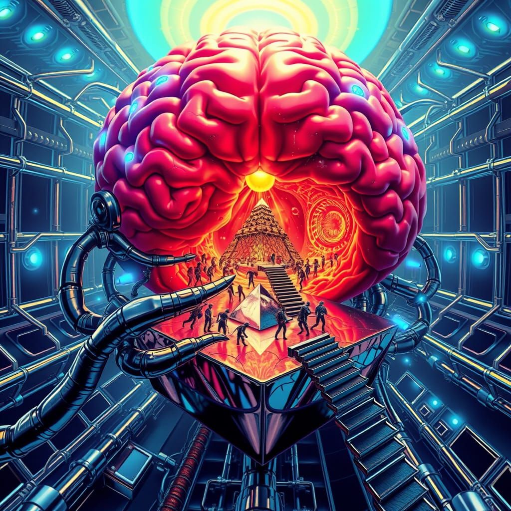 Robot Brain Pops Zit with Zombies in Psychedelic Art