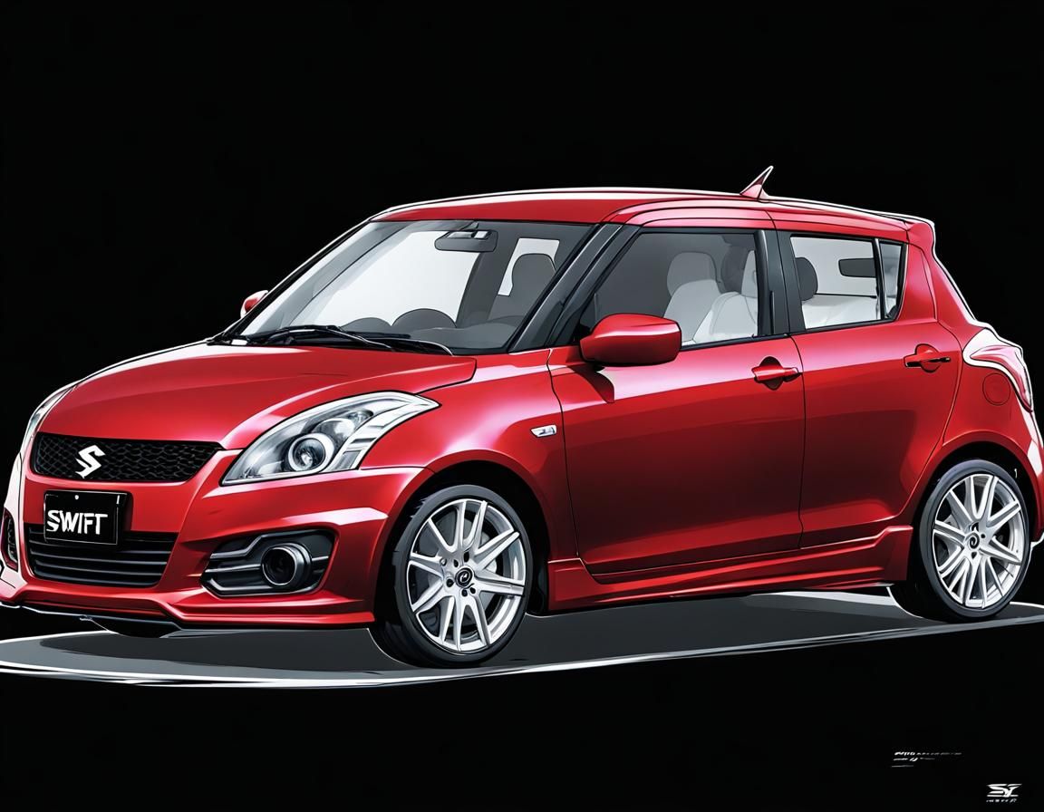 Suzuki Swift Sport in Anime Key Visual Style