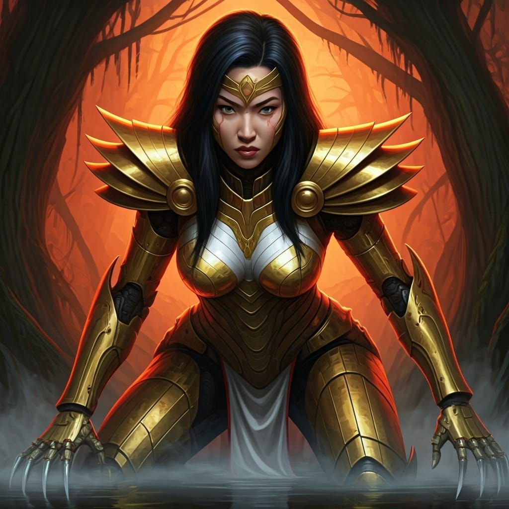 Marvel's Lady Deathstrike in Golden Armor: Digital Art
