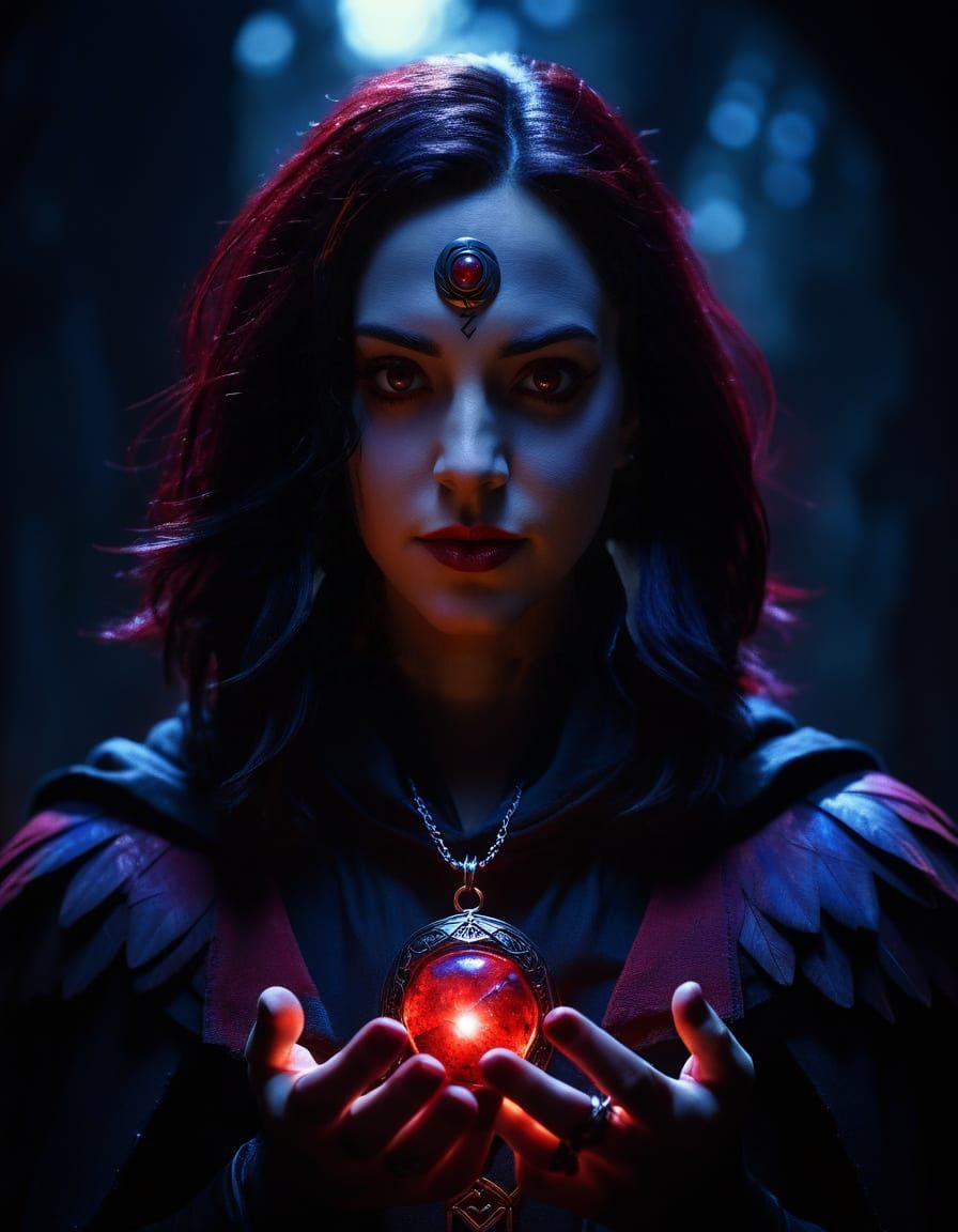 Emma Myers as Raven with Soulstone Amulet