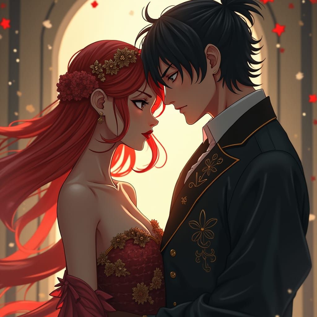 Dramatic Couple in Anime-Inspired 3D Art