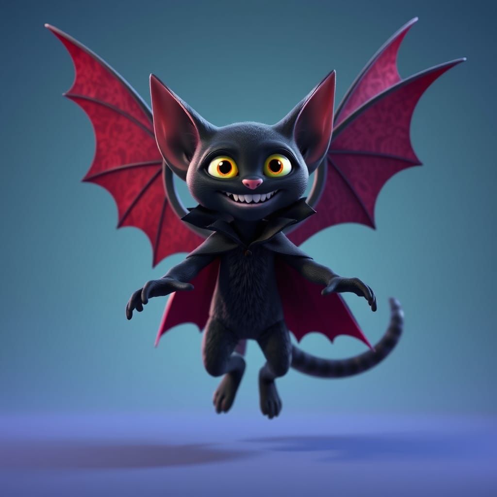Halloween Vampire Cat Sorcerer in Pixar Style