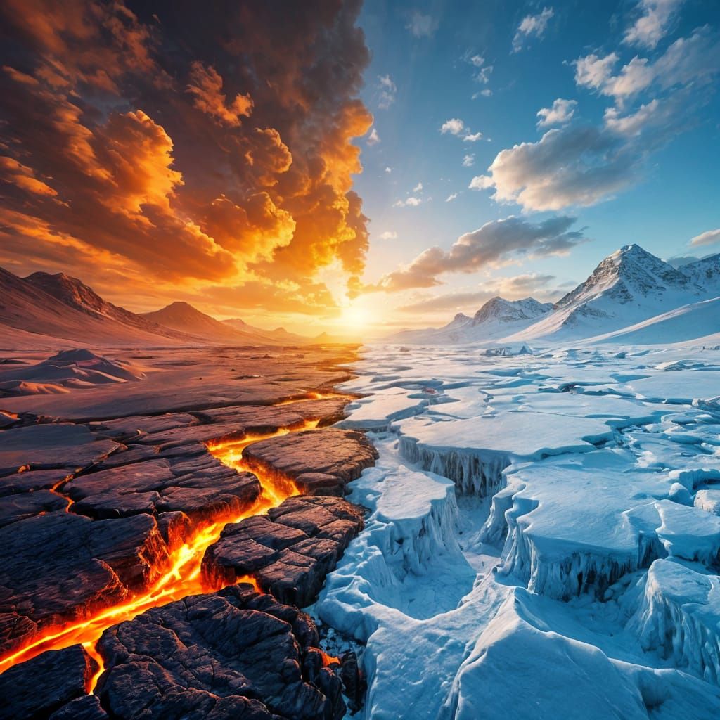 Dramatic Hot and Cold Split-Scene Composition