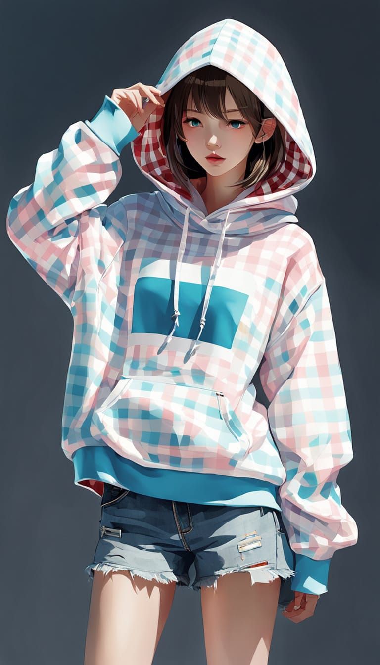 Gingham Print hoodie