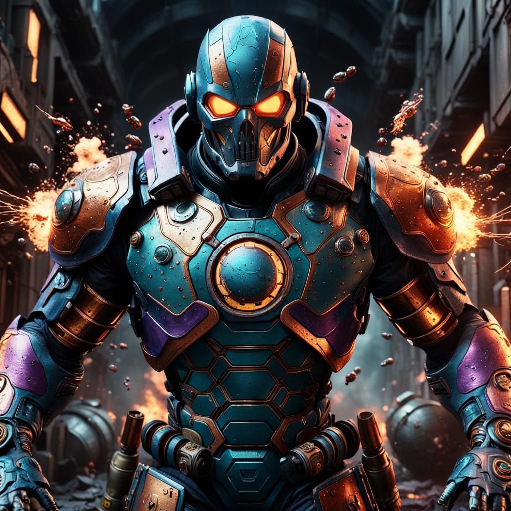 Supervillain with Bombs Detailed Digital Matte Painting