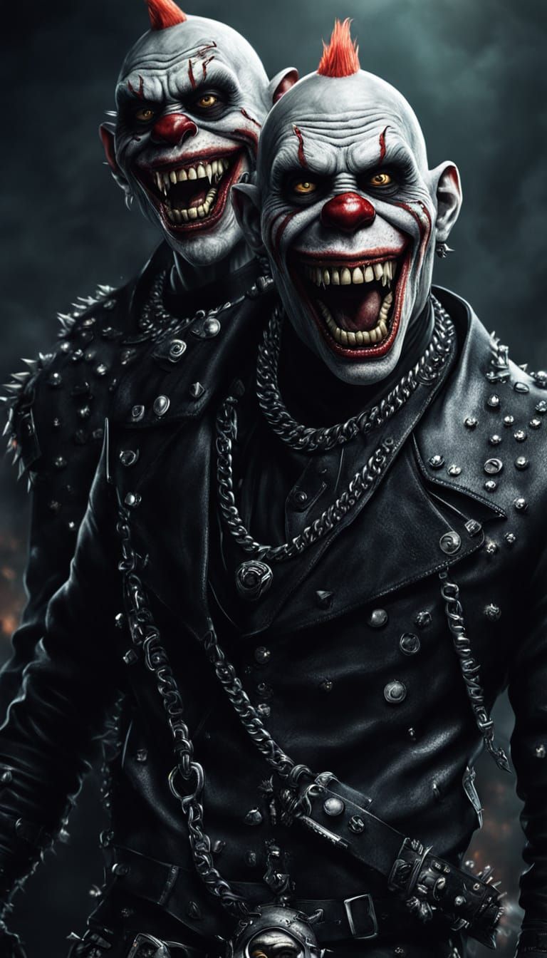 Zombie Monkey Monster Clown Goth Couple Portrait