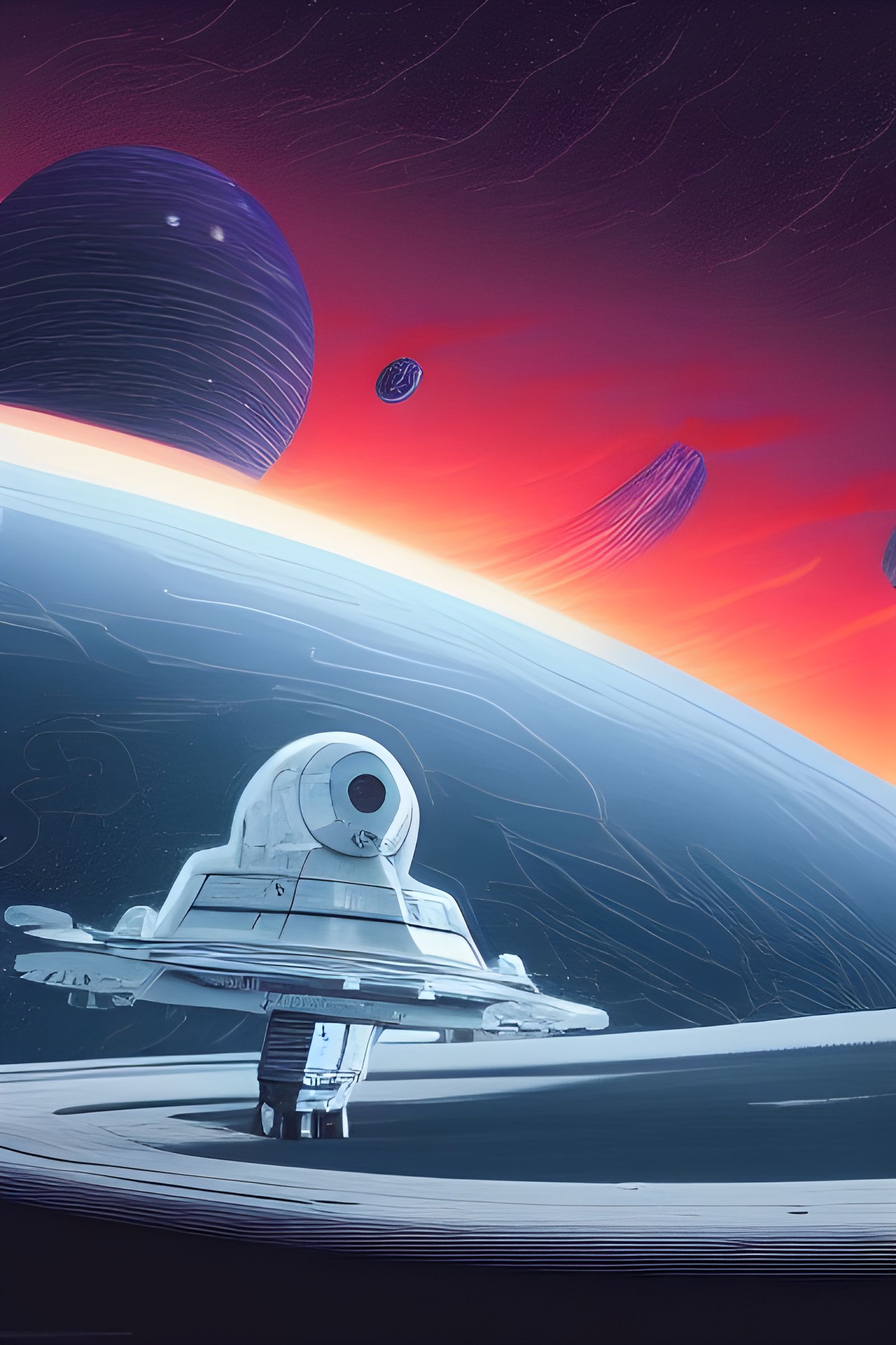 Lonely Starship in Surreal Sci-Fi Poster Art