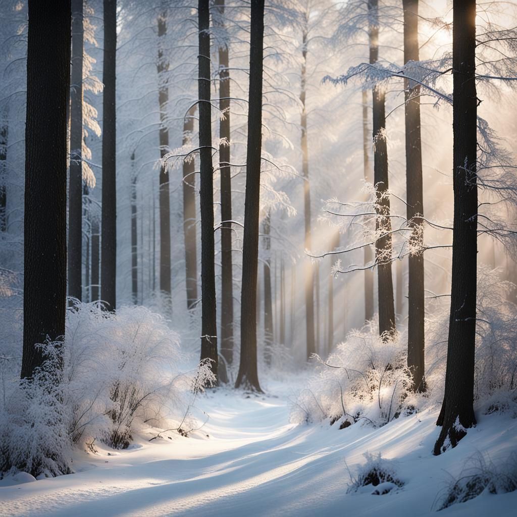 Serene Winter Forest Landscape in Natural Light