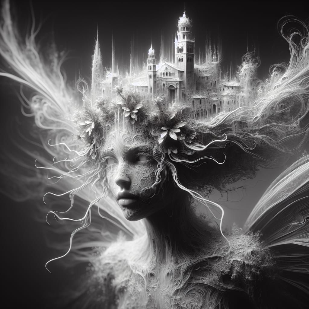 Italy as Ethereal Fairy in Moody Hyperrealism